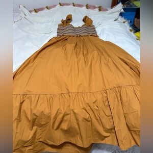 NWT Anthropologie En Saison Mustard Smocked Tiered Sundress Women’s Medium